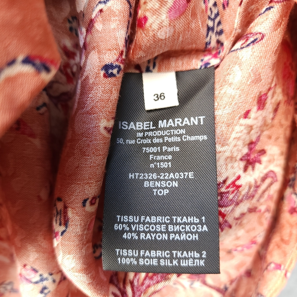 Isabel Marant Etoile Benson Long Sleeve Floral Top in Papaya - Picture 10 of 14